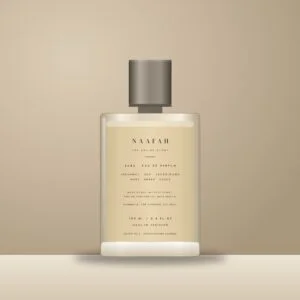 The back of the Saba Eau de Parfum bottle