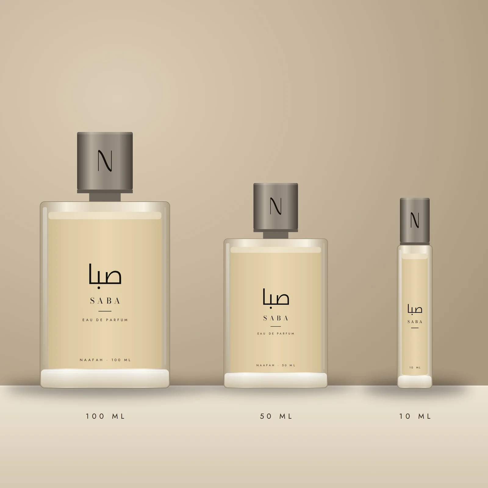 Saba Eau de Parfum in its three sizes